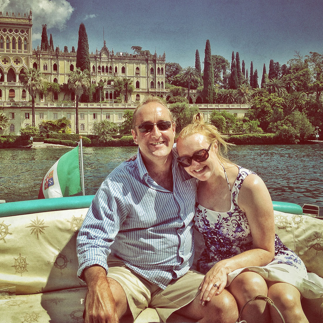 Anniversary on a motorboat on Lake Garda